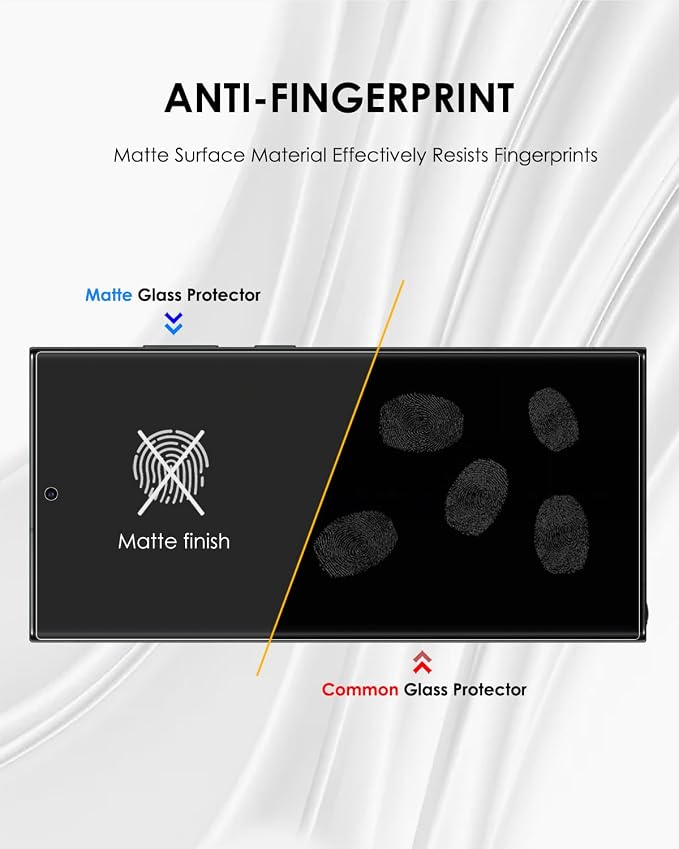 Matte Screen Protector for Samsung Galaxy S22 Ultra - 3 Pack Tempered Glass UV Set Anti Glare Anti-Fingerprint Soft Touch 9H Scratch Resistant