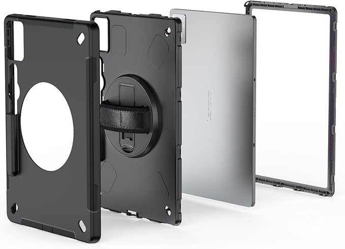 ZenRich Rugged Case for Lenovo Idea Tab Pro 12.7inch,Heavy Duty Shockproof Protective Case w/ [360 Rotating Kickstand] [Hand Strap][Shoulder Belt] for Lenovo Idea Tab Pro 2025 Realease Black