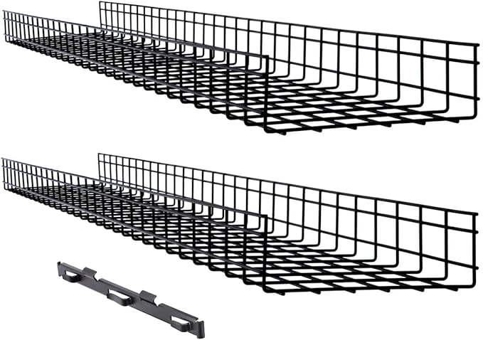 Tripp Lite Wire Mesh Cable Tray Management Organization, Ideal for Industrial & Data Centers, 2 Pack, 12 inches x 4 inches x 5 Feet / 300 x 100 x 1500 millimeters, 5-Year Warranty (SRWB12410X2STR)