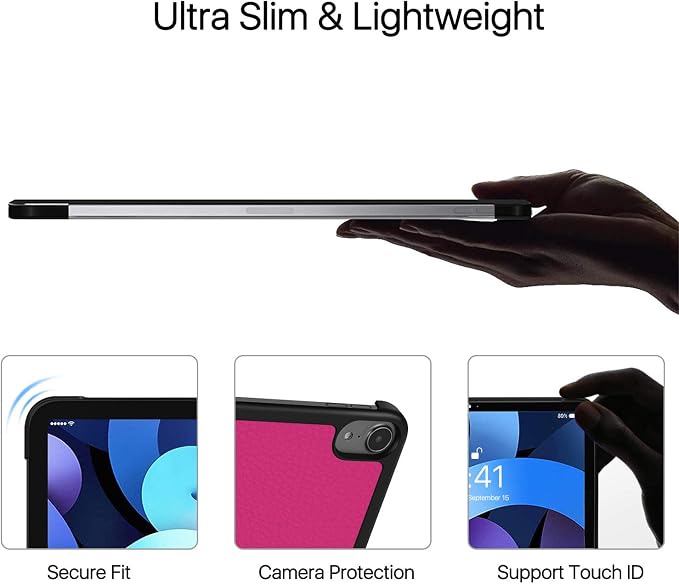 TNP Cover Case for iPad Air 11 Inch M2 6th 2024 5th 4th Generation(2022 2020) - 10.9 Almond Blossom Case with Pencil Holder for 2nd Gen Apple Pencil - Protective Cover with Trifold Stand