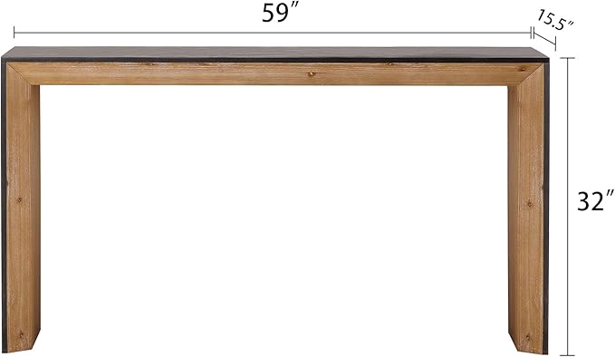 Modern Console Table for Living Room, Wooden Console Table Narrow Entryway Table, Rustic Sofa Table Behind Couch for Hallway Foyer (59 Inch, Natural Wood)