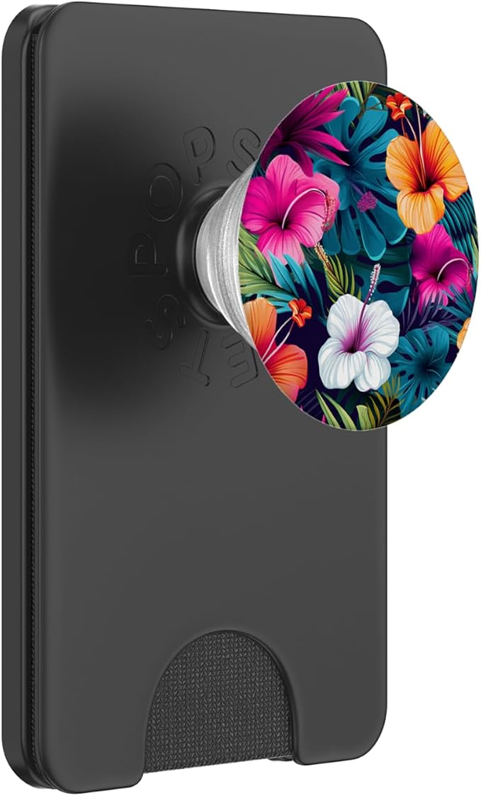 Watercolor Hibiscus Pattern Hawaii Flower Tropical Floral PopSockets PopGrip for MagSafe