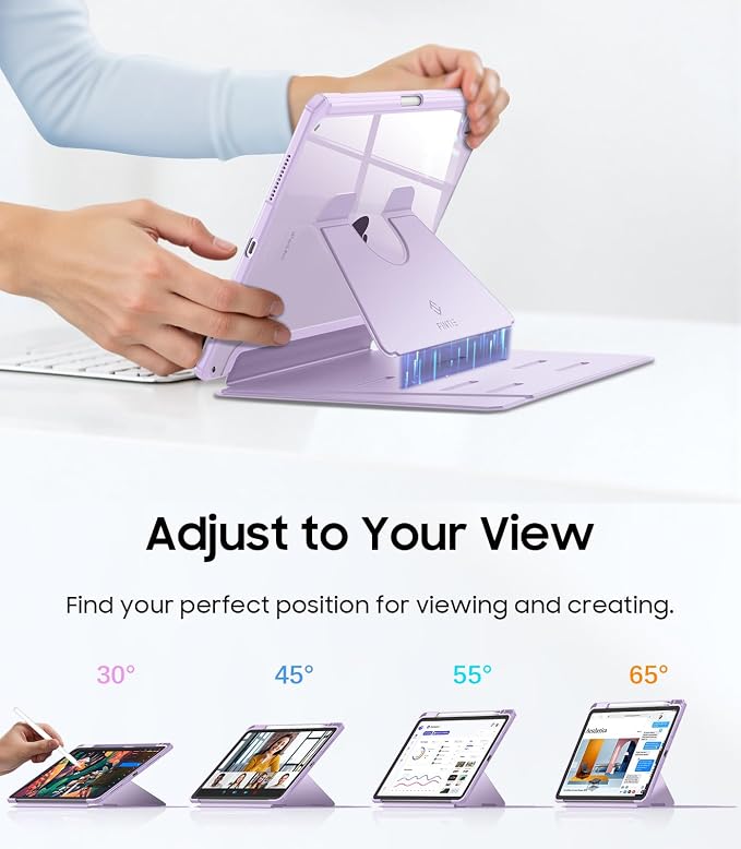 Fintie Case for iPad Air 11-inch &amp iPad Air 5th/4th Generation 10.9-inch | Portrait &amp Landscape Viewing Magnetic Stand Clear Hard PC Back Cover Pencil Holder Auto Wake/Sleep Blue