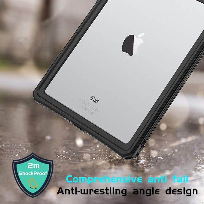 10.2 Waterproof Case Compatible with iPad 9th 8th 7th Generation 2021/2020/2019 Built-in Screen Protector with Strap Stand Pencil Holder Full Body Heavy Duty Protective Shockproof