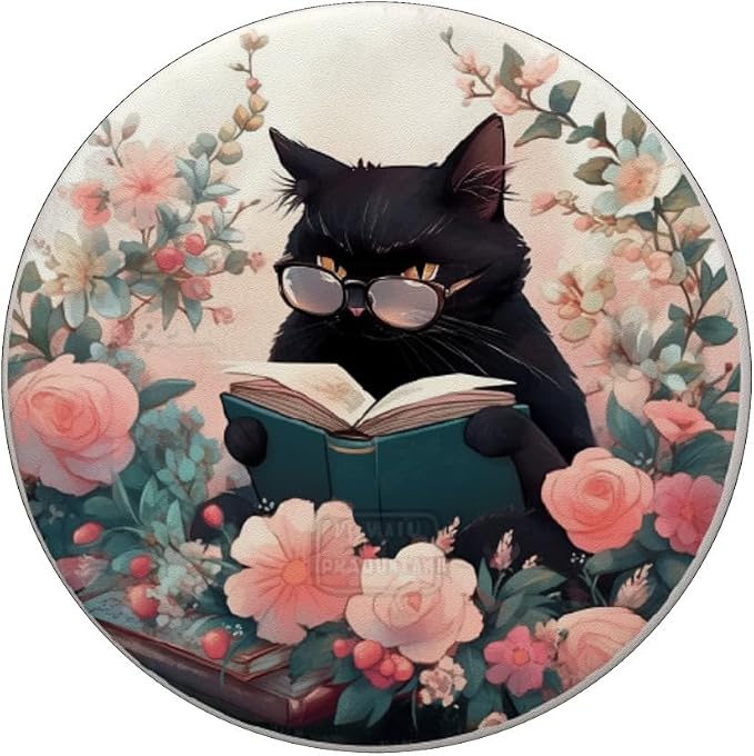 Book Lover Cat Owner Bookworm Reading Literature Librarian PopSockets Adhesive PopGrip
