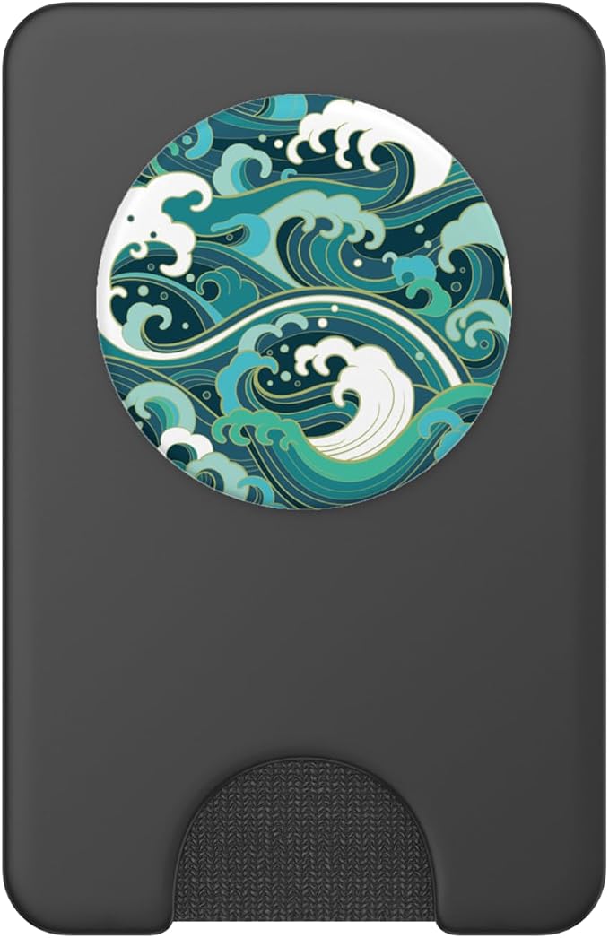 Ocean Wave Surf Beach Tropical Blue Teal Green Japanese Art PopSockets Adhesive PopGrip