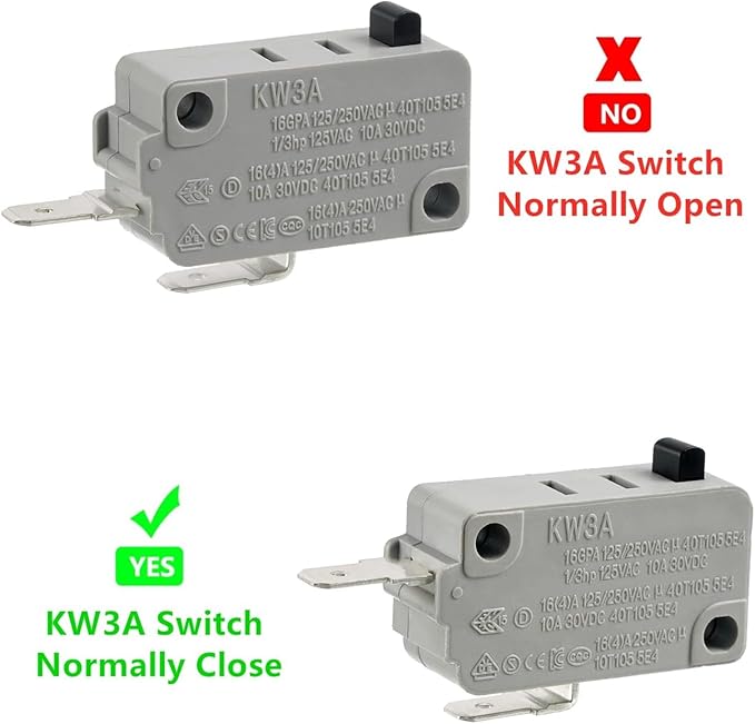 BOJACK Microwave Oven Door Switch KW3A 16A 125/250 V Door Interloc (Pack of 2 pcs Normally Close Switchs)
