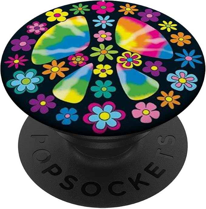 Hippie Peace Symbol Sign Flower Activist Butterfly Gift PopSockets Adhesive PopGrip