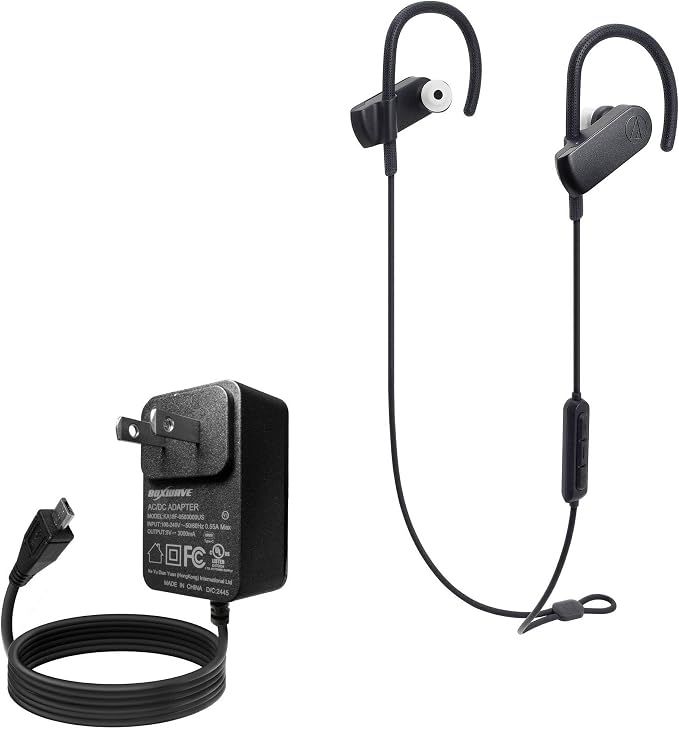 BoxWave Charger Compatible with Audio-Technica ATH-SPORT70BT - Wall Charger Direct (15W) Rapid Charge Your Device with Built-in 3ft Cable