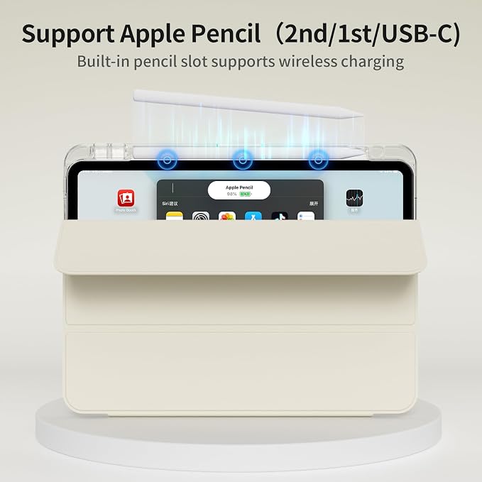 Clear Case for New iPad Pro 11 Inch Case M5/M4 2025/2024 (6th/5th Generation) Slim Shockproof TPU Cover with Pencil Holder Multi-Angle Stand &amp Auto Wake/Sleep (Black)