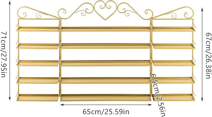 5 Tiers Wall-Mounted Nail Polish Storage Racks Metal Nail Polish Holder Cosmetic Display Case Lipstick Perfume Wall-mounted Shelf for Home Spa Nail Salon Shop