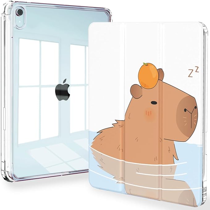 Feams Case for iPad mini 7 A17 Pro 2024/iPad Mini 6 2021 Slim Lightweight Trifold iPad mini 7 A17 Pro Case 8.3 Inch 2024 Clear Back Cover with Pencil Holder &amp Auto Sleep Blue Bow