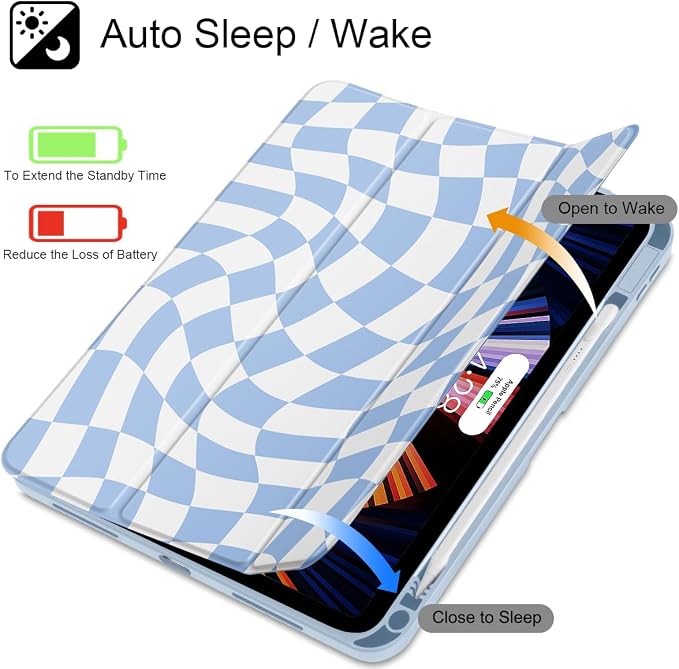 Mektron Case for 2026 iPad Air 11 inch M4 8th (M3 2025 7th /M2 2024 6th) Compatible with iPad Air 10.9 (2022 5th Gen /2020 4th Gen) Shockproof Clear Shell Blue Bows &amp Flowers