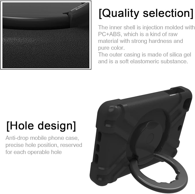 AKABEILA Compatible with Amazon Fire HD 8 2020/2022 Tablet Case，Rugged Kids Case with Stand Lightweight Shockproof Kids Friendly Tablet Cover Black
