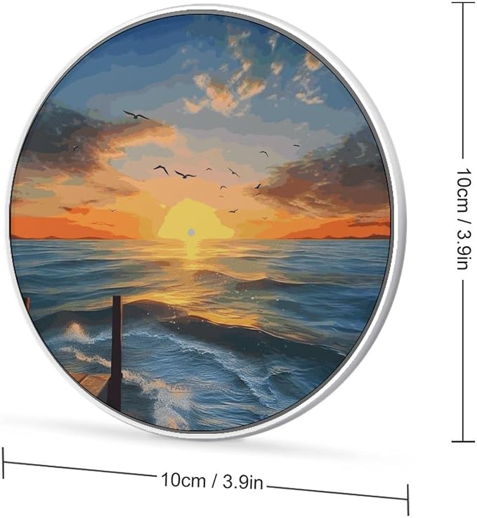 Sunset Sea Wireless Charger 10W Fast Charging Pad Anti-Slip Qi Certified Wireless Charging Pad Charging Station Portable Phone Charger for All Wireless Charging Smartphone