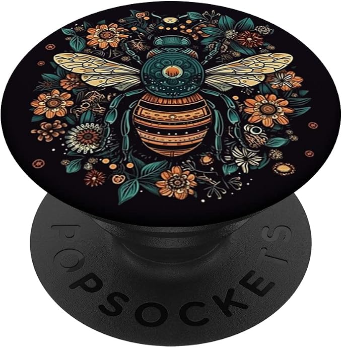 Bee Honeybee Bumblebee Flowers Boho Graphic PopSockets Adhesive PopGrip