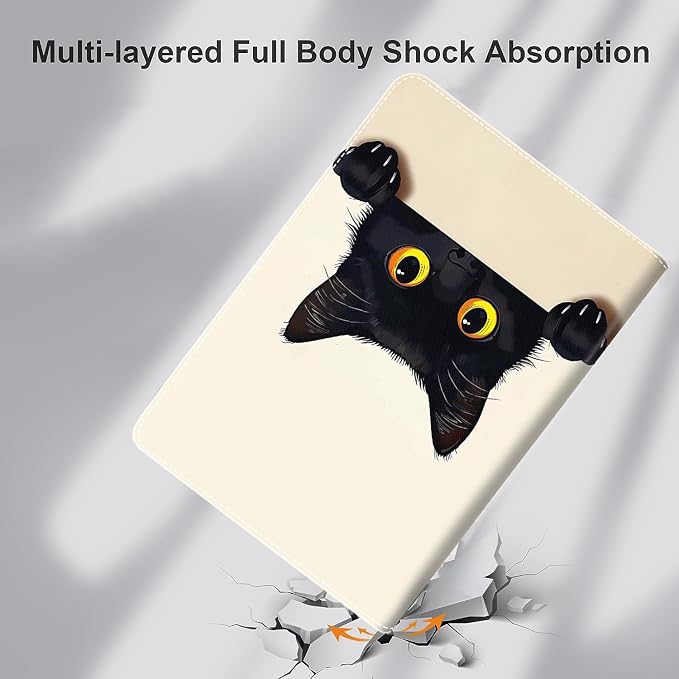 Case for iPad 9th/8th/7th Generation 2021/2020/2019 iPad 10.2 Inch Also Fit iPad Air 3th Gen 2019/iPad Pro 10.5 inch，Standing Cover with Auto Sleep/WakeCute Black Cat