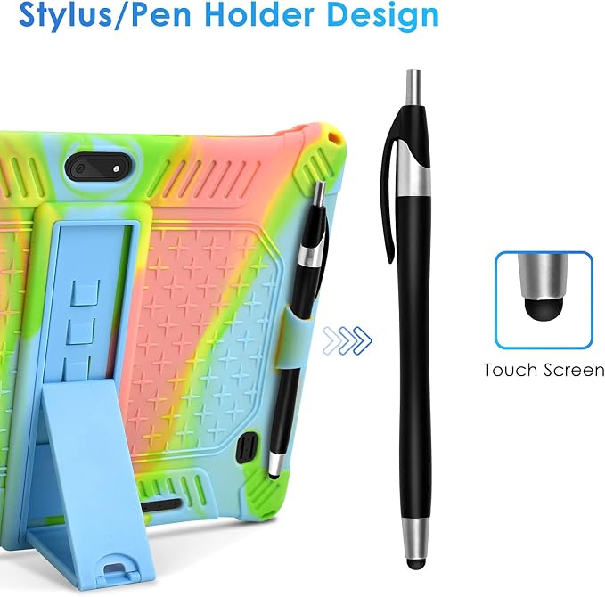 DETUOSI Case for YELLYOUTH 10.1 Tablet Soft Silicone Lightweight Case Compatible with Dragon Touch Notepad K10 ZONKO 10.1 Beyond Tab 10.1 with Stylus Pen and Shoulder Strap Black