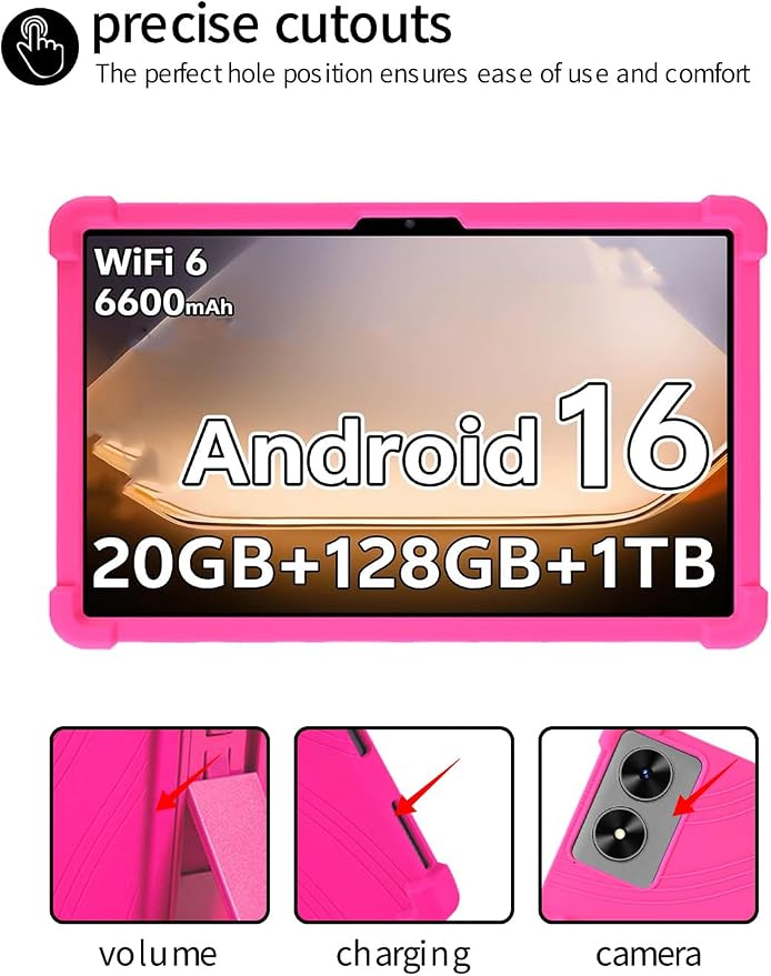 for SHARECLOUD P10/Frameflow P10 2025 10.1 Inch Tablet CaseBOVUGAC Soft Silicone Adjustable Stand Shockproof Kids Friendly for SHARECLOUD P10_T 10.1 Tablet(Black)