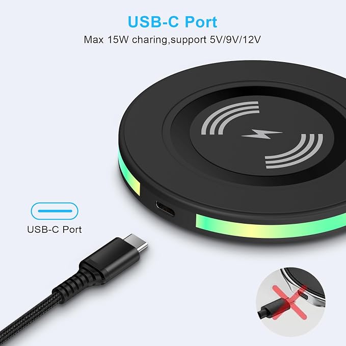 Android Wireless Charger Samsung Fast Charging Phone Charging Pad Station for Samsung Galaxy S26 S25 S24 Ultra S24+ S24 S23 FE S22 S21 S20 S10iPhone 15 Pro Max Plus 14 13with QC 3.0 Power Adapter