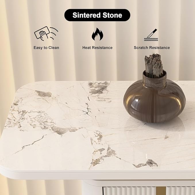 homary Artus 48" Modern Sintered Stone Console Table with Hidden Storage & Shelves, Fluted Entryway Table for Hallway or Living Room