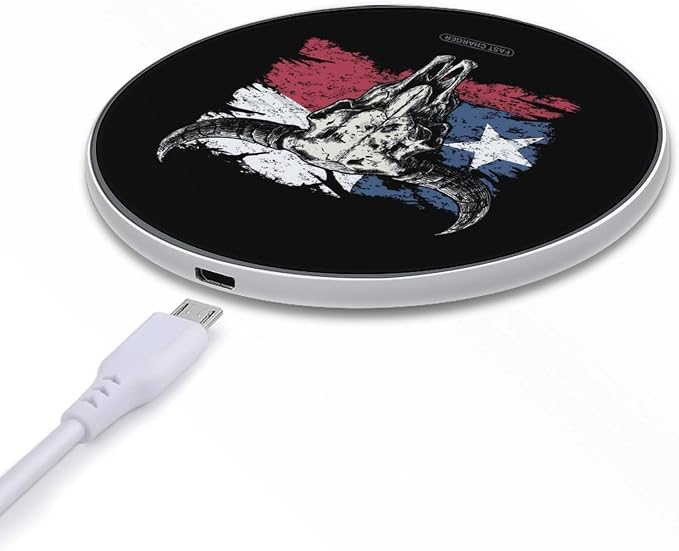 Vintage Texas Buffalo Skull Flag Wireless Charger SlimWireless Charging Pad Anti-Slip Charger Mat for Men Women