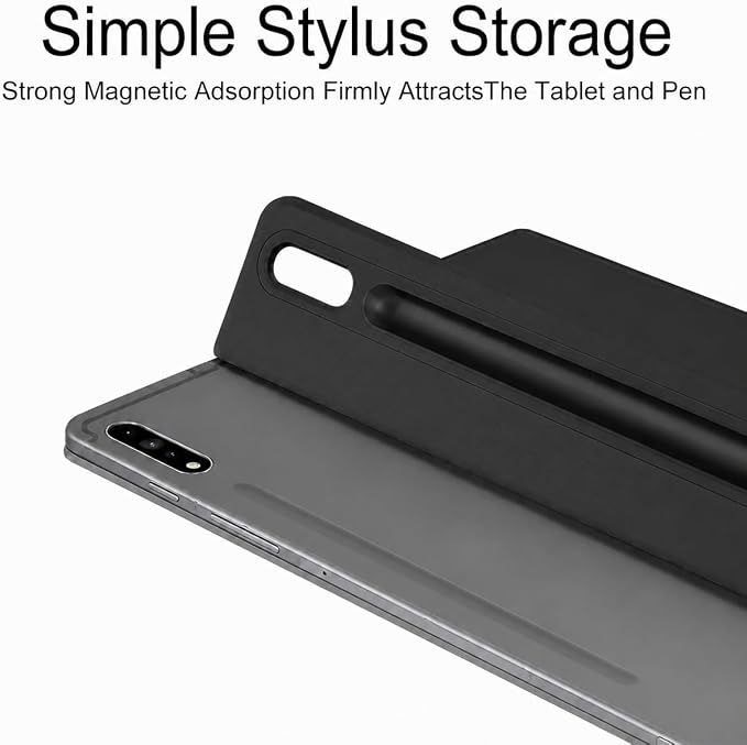 Magnetic Case for Galaxy Tab S8 Plus 12.4 inch 2022/Galaxy Tab S7 FE 2021/Galaxy Tab S7 Plus 2020 with Pen Holder Lightweight and Slim Magnetic Stand Case with Auto Sleep/Wake Black