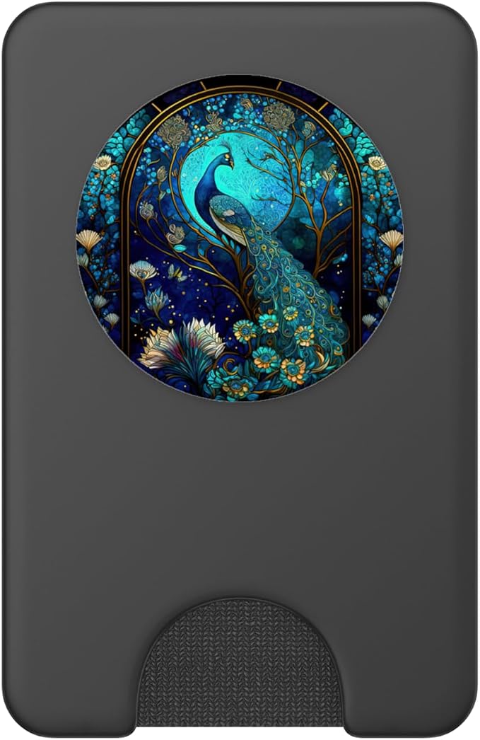 Galaxy Peacock Mysterious Floral Peacock Moon PopSockets Adhesive PopGrip