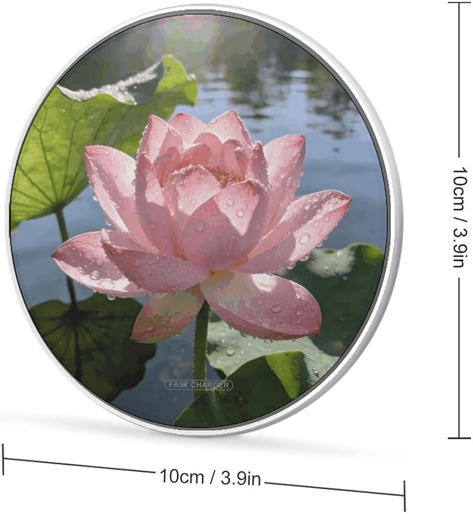 Morning Dew and Lotus Light Wireless Charger Portable Fast Charging Pad Lightweight Wireless Charging Pad 10W Slim Charging Station for Phone Charger Mat for Travel Home Office Desk