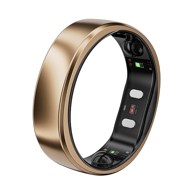 RingConn Gen 2 Air, Ultra-Thin AI Smart Ring, 10-Day Battery Life, Fitness/Sleep/Stress/HR Tracker for Women&Men, No App Fee for Standard Features, iOS & Android Compatible (Size 6, Dune Gold)