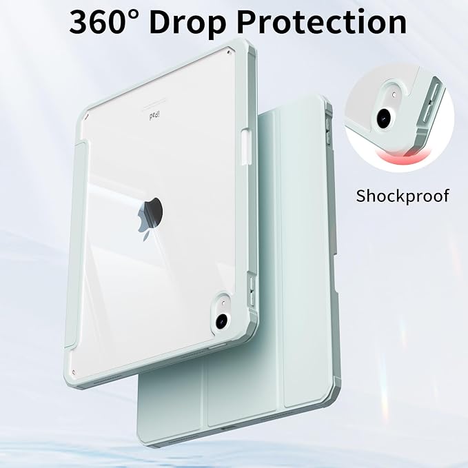 Detachable Case for iPad A16 11th Gen 11/10th Gen 10.9 Black | Slim Transparent Shell Back Soft Shockproof TPU Frame Without Pencil Holder Auto Sleep/Wake