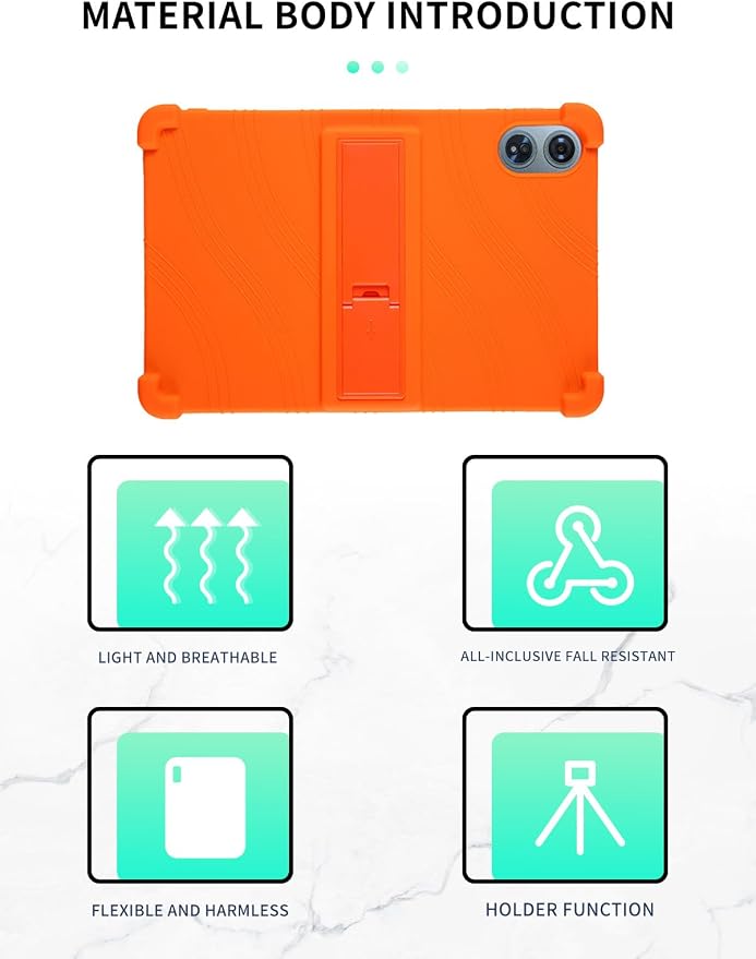 Case for Odea A12 Android 15 Tablets 12 Inch Tablet 2025- Soft Silicone Shock Proof Lightweight Stand Rubber Shell Protective CoverKids Friendly Soft Silicone Adjustable Stand CoverBlack