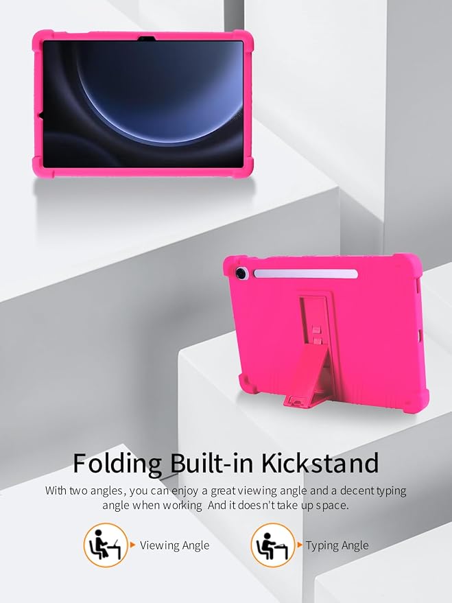 for Samsung Galaxy Tab S10 FE 11 Inch Tablets CaseBOVUGAC Soft Silicone Adjustable Stand Shockproof Kids Friendly for 10 Inch Tablets(Black)