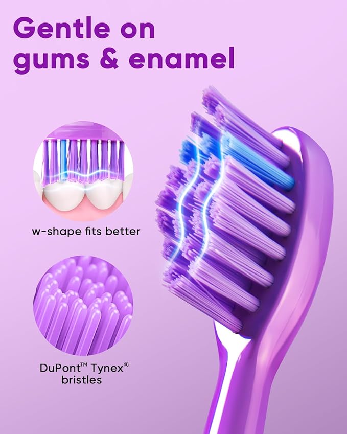 MySmile DY156 Electric Toothbrush for Adults, Rechargeable Sonic Battery Toothbrush Portable with 3 Brush Heads, 2 Mins 5 Modes Smart Timer, 45000VPM, One Charge for 60 Days - Purple