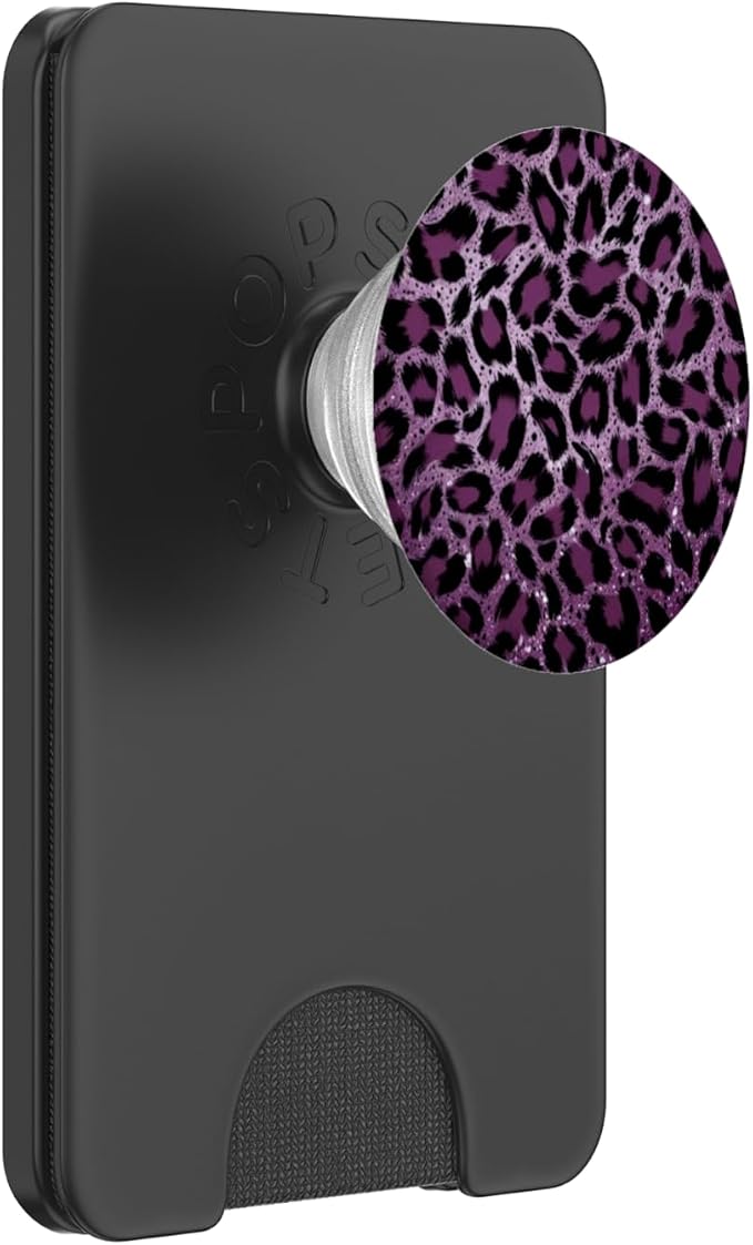 Purple Leopard Illustration Animal Print PopSockets PopGrip for MagSafe