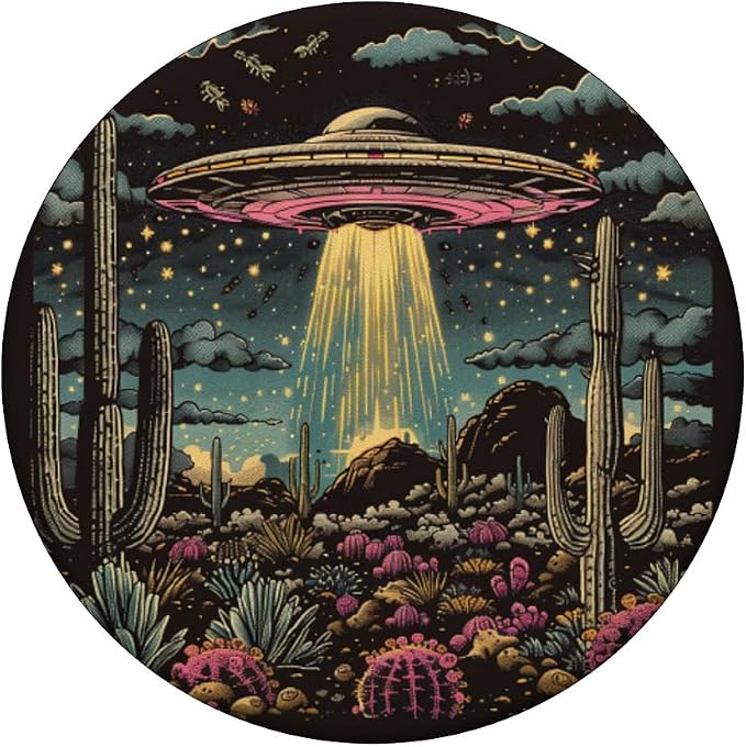 Alien Lover Flying Saucer UFO Extraterrestrial Cactus PopSockets PopGrip for MagSafe
