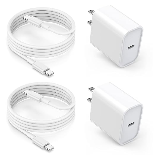 iPhone 17 16 15 Charger Fast Charging 2Pack 10FT Extra Long USBC to C Cable Cord with 20W Apple iPad USB C Fast Charger USB C Wall Charger Block for iPhone 17/16 Pro Max/17 Air/16 Pro/15/15 PlusiPad