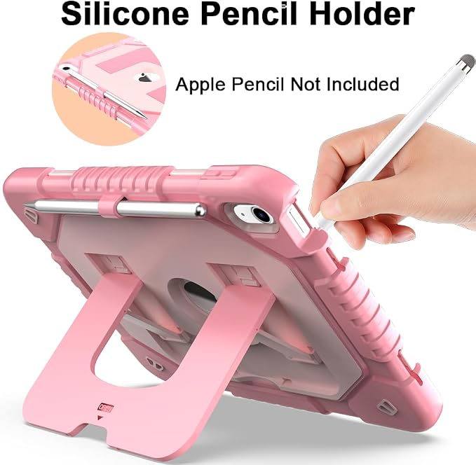 Dteck for Apple iPad 11 inch (A16 11th Gen) iPad 10.9 inch (10th Gen) Slim Clear Case with Kickstand Pencil Holder Reinforced Shockproof Corners Soft TPU Lightweight Protective Cover Transparent