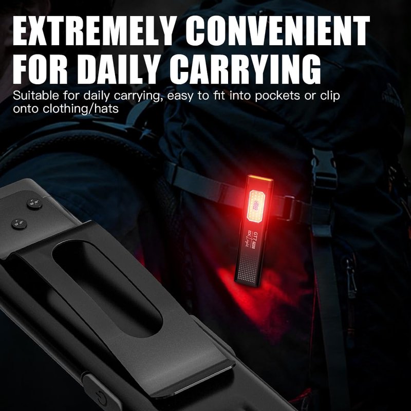 Compact Multi-Mode Pocket LED Flashlight, Clip-on with a Magnetic Base EDC Flashlight, Dual Light Sources with 5 Lighting Modes, Suitable for Outdoor Camping, Hiking, and Nighttime Work.(Black)