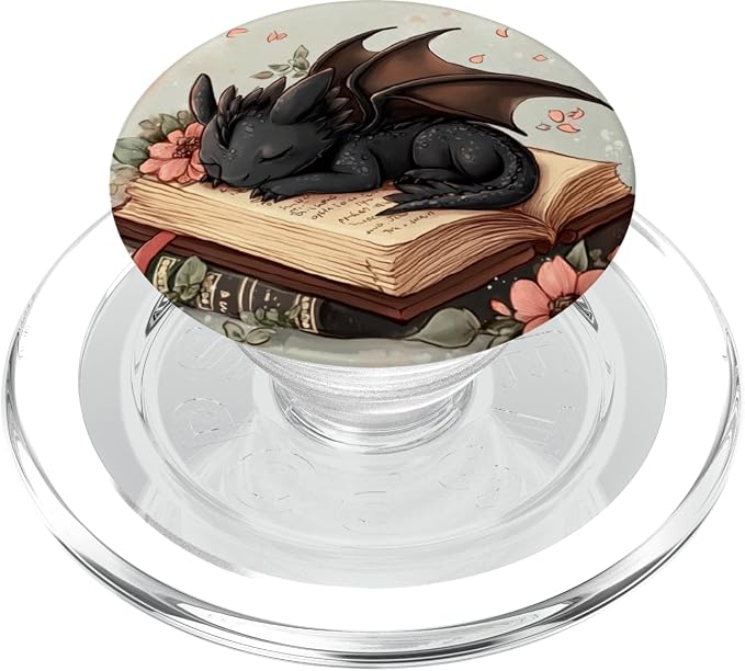 Book Dragon Head Mythical Creature Flame Wyvern Fantasy PopSockets PopWallet for MagSafe
