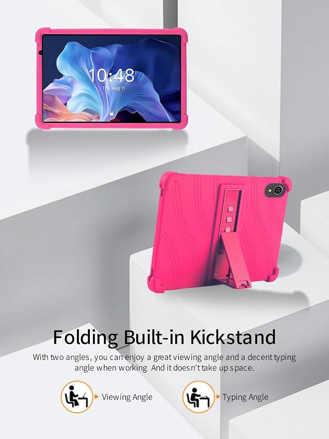 for ApoloSign EP103A 10.1 Tablet CaseBOVUGAC Soft Silicone Case Adjustable Stand Shockproof Kids Friendly (Black)