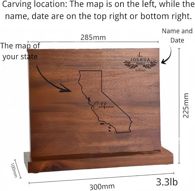 YIYINYING Personalized magnetic knife holder featuring the shape and name of the state where the US is located, as well as the date. Suitable for custom wedding, Valentine's Day gifts