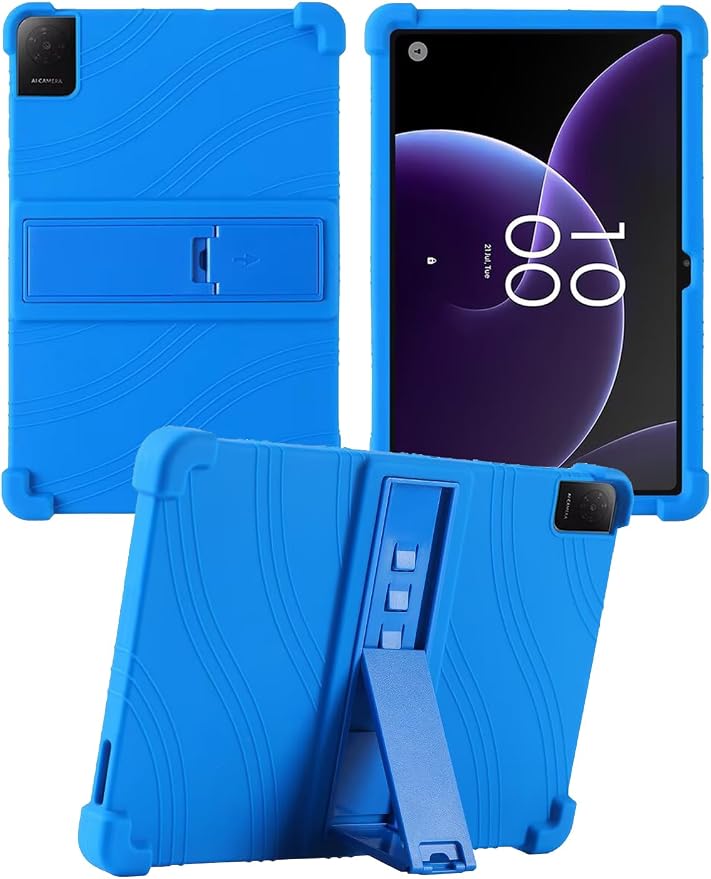 Case for TCL Tab 10L Gen 4 (Model 8483A) 10.1 Inch Tablet Soft Silicone Heavy Duty Shockproof Protective Cover with Adjustable Kickstand (Black)