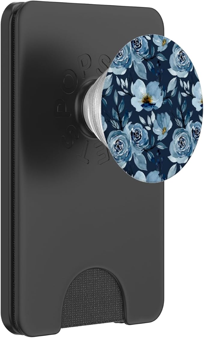 Blue Watercolor Flower Pattern PopSockets Adhesive PopGrip