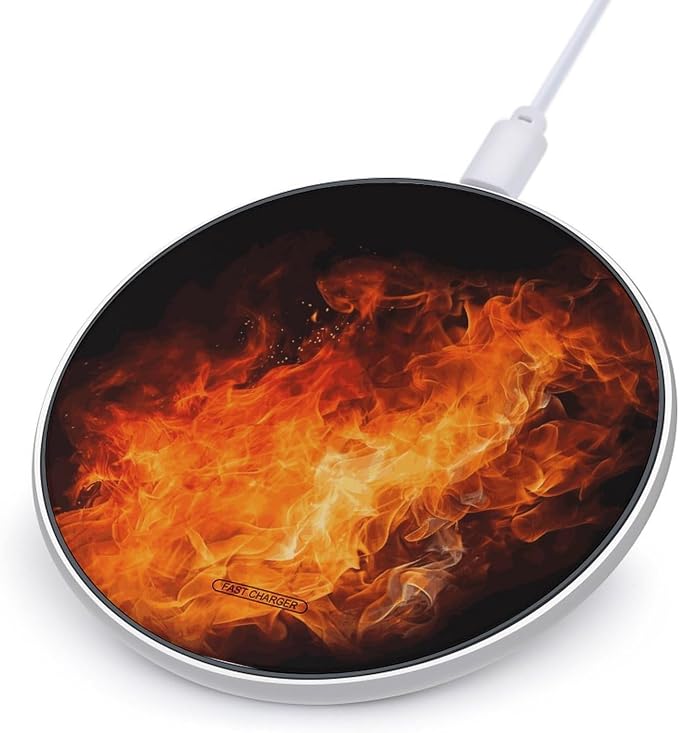 Roaring Flame Wireless Charger 10W Portable Fast Wireless Charging Pad Compatible with Phone Slim Charging Station Lightweight Charger Mat Charging Block for Travel Home Office