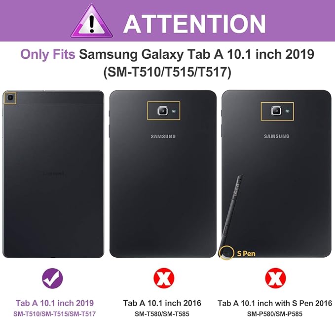 BRAECN for Galaxy Tab A 10.1 2019 Case, Heavy Duty Shockproof Rugged Case with 360 Degree Rotating Hand Strap/Stand and Shoulder Strap for Samsung Tab A 10.1 SM-T510/T515 2019 (Black)