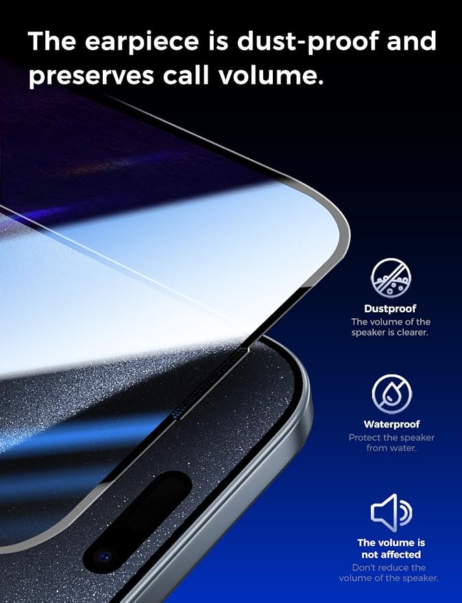 MAGIC JOHN 2 Pack for iPhone 15 Pro (6.1 inch) Tempered Glass Screen Protector Auto Dust-Elimination Installation Bubble Free Dynamic Island Compatible HD Clear Easy Installation