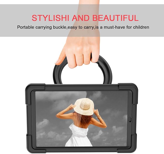 AKABEILA Compatible with Amazon Fire HD 8 2020/2022 Tablet Case，Rugged Kids Case with Stand Lightweight Shockproof Kids Friendly Tablet Cover Black