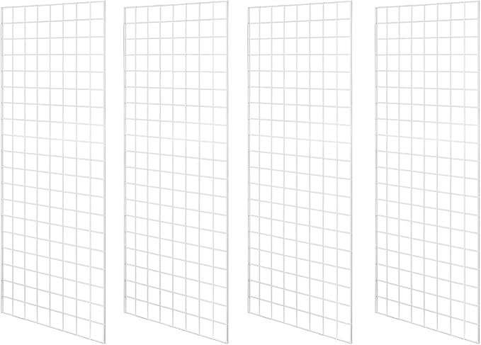 NEESEEYEE Heavy Duty Commercial Grade Gridwall Panels – Grid Panel for Any Retail Display, 2’ Width x 5’ Height, 4 Gridwall Panels Per Carton (White Finish)