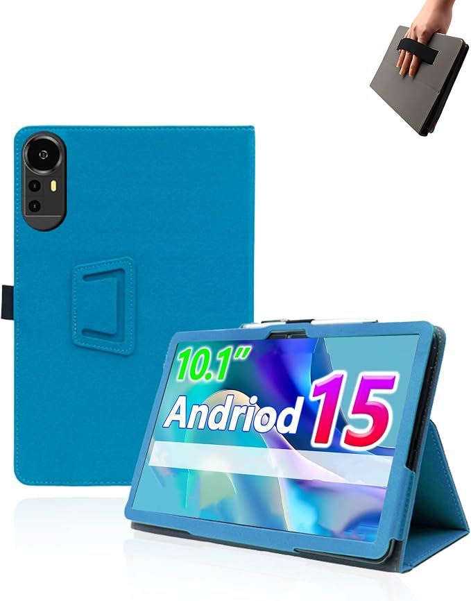 Case for CUPEISI CP31M Tablet 10 inch Android 15 TabletsUYRUREL Leather Slim Folding Stand Cover with Hand Strap Magnet for Men Women Full ProtectionBlack.